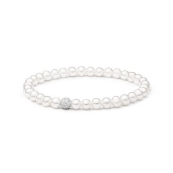 Bratara perle naturale albe si bila argint cu pietre DiAmanti 194-74B_W-G (Argint 925‰ 0,7 g.)